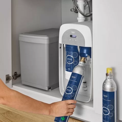 Baterie bucatarie cu pipa tip C Starter Kit Grohe Blue Home crom lucios 