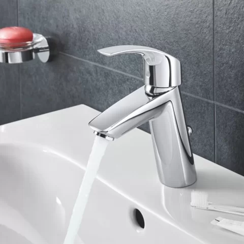 Baterie lavoar monocomanda Grohe Eurosmart S crom lucios cu ventil