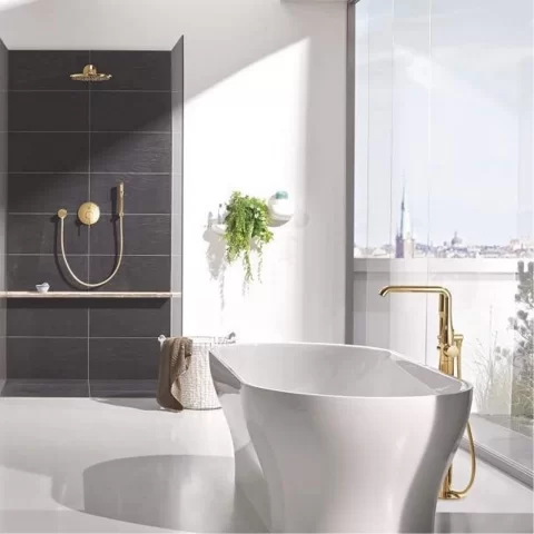 Baterie dus incastrata Grohe Essence monocomanda auriu periat Cool Sunrise