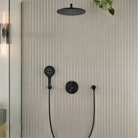 Palarie si brat de dus Grohe Rainshower Mono 310 negru Phantom Black 1 functie