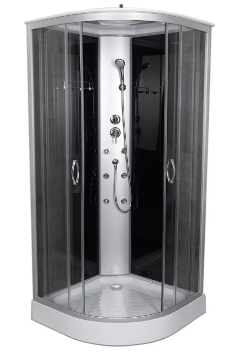 Cabina dus semirotunda Sanotechnik 90x90xH215cm cu hidromasaj 