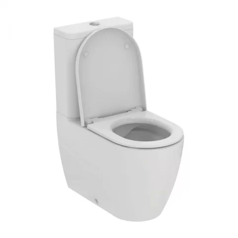 Set PROMO vas WC pe pardoseala Ideal Standard Ellisse Rimless cu capac alb softclose si rezervor