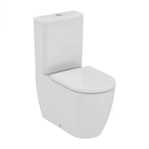 Set PROMO vas WC pe pardoseala Ideal Standard Ellisse Rimless cu capac alb softclose si rezervor