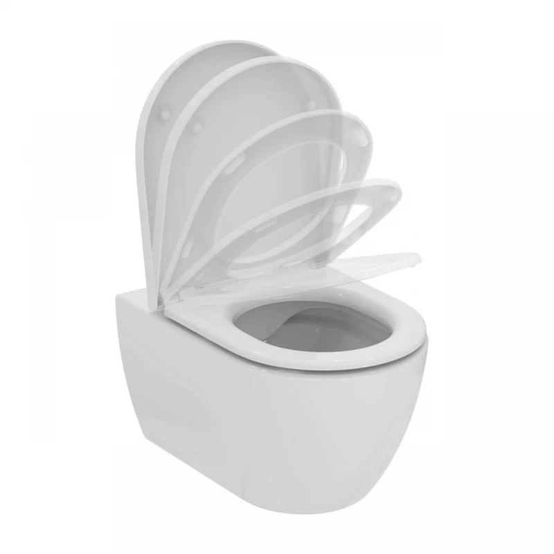 Set PROMO vas WC suspendat Ideal Standard Ellisse Rimless 54.5x36.5 cm cu capac alb softclose
