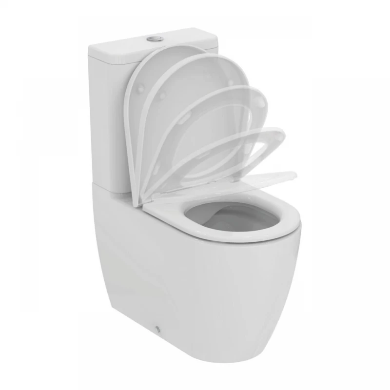 Set PROMO vas WC pe pardoseala Ideal Standard Ellisse Rimless cu capac alb softclose si rezervor