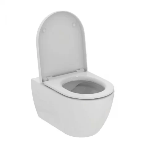 Set PROMO vas WC suspendat Ideal Standard Ellisse Rimless 54.5x36.5 cm cu capac alb softclose