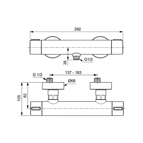 Baterie dus Ideal Standard Alu+ termostatata rose mat din aluminiu