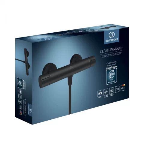 Baterie dus Ideal Standard Alu+ termostatata negru mat din aluminiu