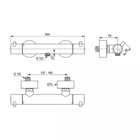 Baterie dus Ideal Standard Ceratherm T125 termostatata auriu periat
