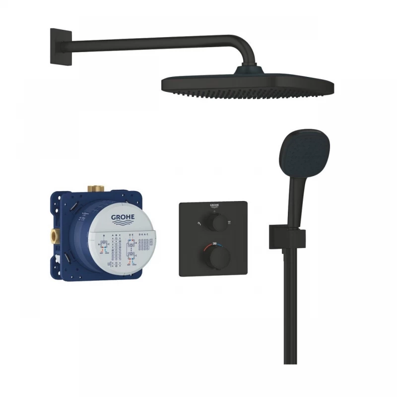 Sistem de dus incastrat Grohe Precision Cube finisaj negru mat