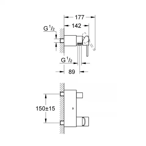 Baterie dus monocomanda Grohe Allure crom lucios