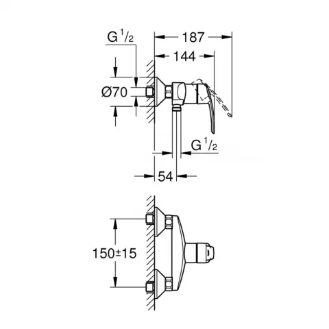 Baterie dus Grohe Start QuickFix monocomanda crom lucios