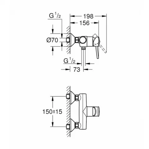 Baterie dus monocomanda Grohe Start Classic crom lucios