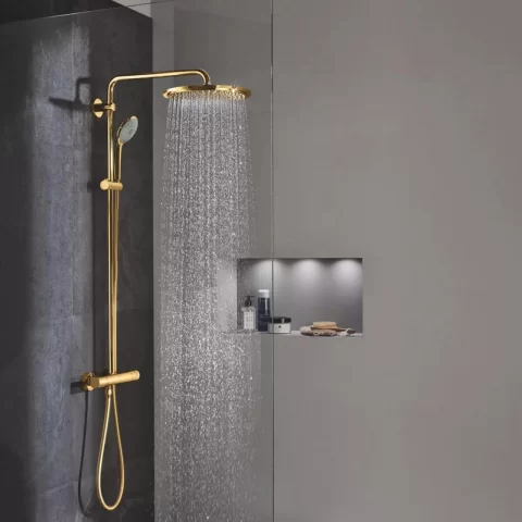 Sistem dus cu baterie termostatata Grohe Euphoria 310 auriu lucios