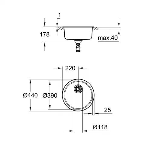 Chiuveta inox Grohe K700 55x45 cm cu 1 cuva fara picurator