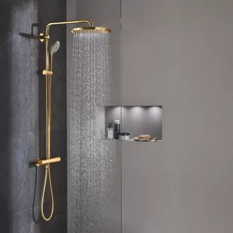Sistem dus cu baterie termostatata Grohe Euphoria 310 auriu periat Cool Sunrise