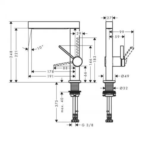 Baterie lavoar Hansgrohe Finoris 230 cu pipa pivotanta si ventil crom