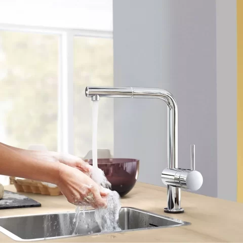 Baterie bucatarie Grohe Minta crom lucios cu dus extractibil 