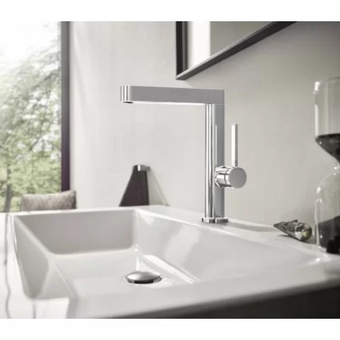 Baterie lavoar Hansgrohe Finoris 230 cu pipa pivotanta si ventil crom