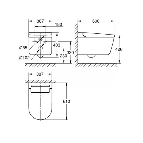 Vas WC suspendat Grohe Sensia cu Grohe HyperClean functie de bideu alb lucios