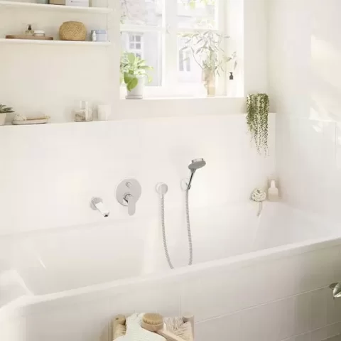 Baterie cada si dus incastrata Hansgrohe Rebris S crom lucios