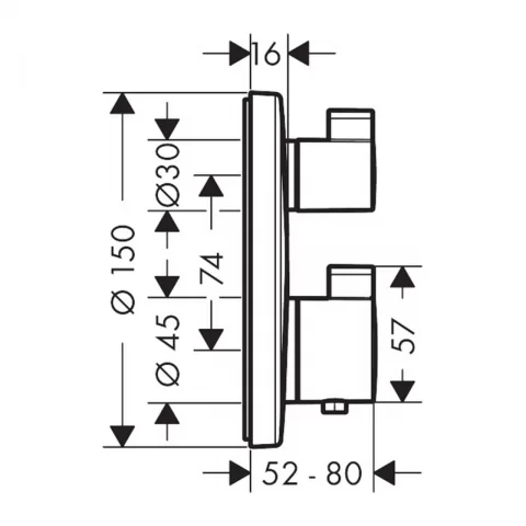 Baterie dus incastrata Hansgrohe Ecostat S termostatata doua functii negru mat