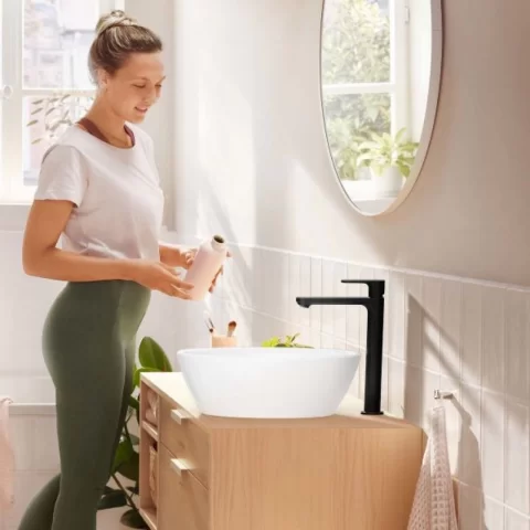 Baterie lavoar inalta Hansgrohe Rebris S 240 negru mat cu ventil 