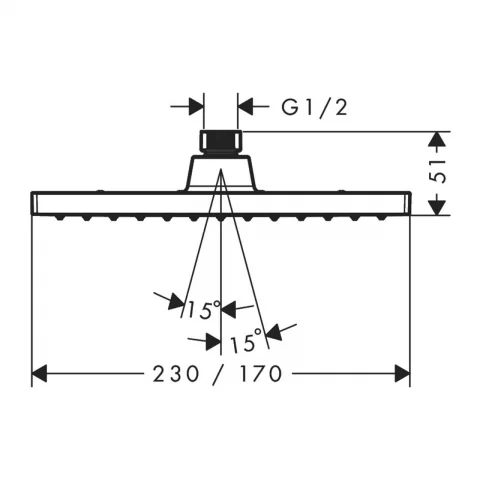Palarie de dus Hansgrohe Vernis Shape 230x170 mm 1 functie negru mat