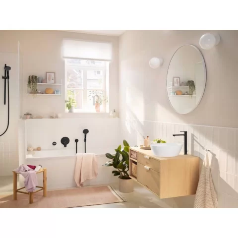 Baterie cada si dus incastrata Hansgrohe Rebris S negru mat