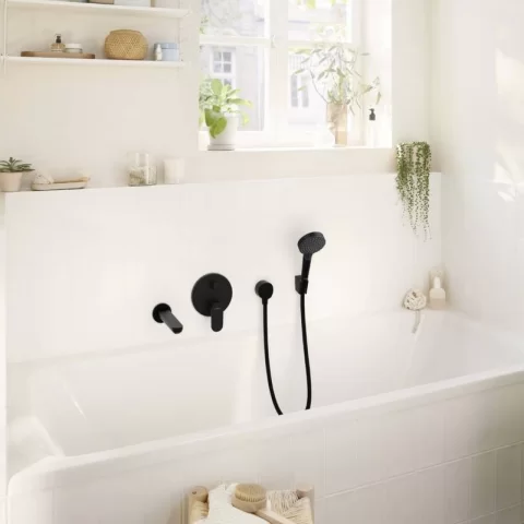 Baterie cada si dus incastrata Hansgrohe Rebris S negru mat