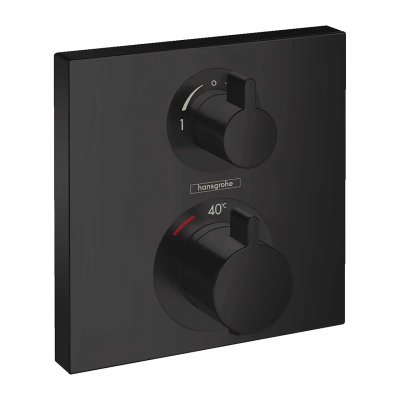 Baterie dus incastrata Hansgrohe Ecostat Square termostatata 2 functii negru mat