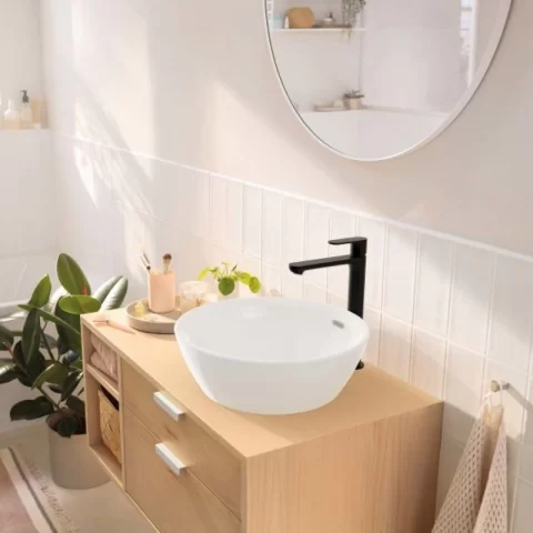 Baterie lavoar inalta Hansgrohe Rebris S 240 negru mat cu ventil 