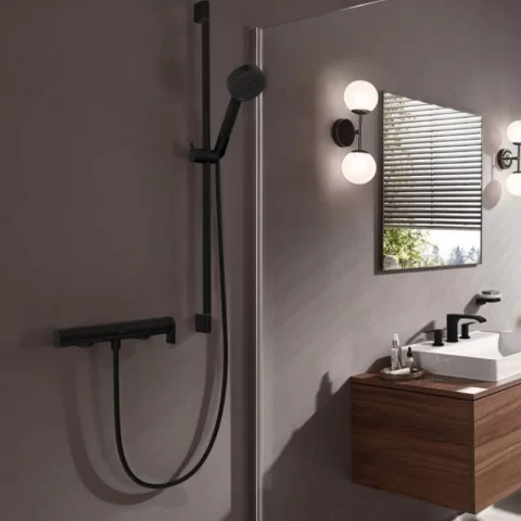 Baterie dus Hansgrohe Vivenis monocomanda negru mat