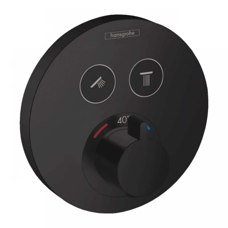 Baterie dus incastrata Hansgrohe ShowerSelect S termostatata cu 2 functii negru mat
