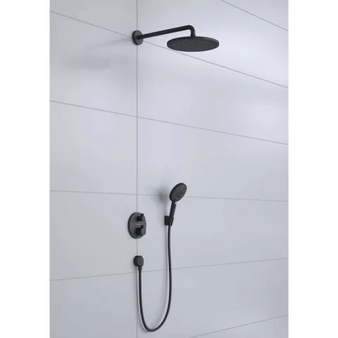 Sistem de dus incastrat Hansgrohe Croma 280 Ecostat S negru mat baterie termostatata