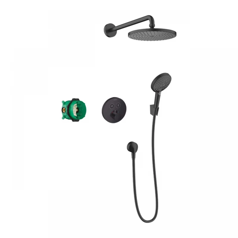 Sistem de dus incastrat Hansgrohe Raindance E 300 negru finisaj mat