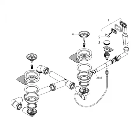 Sifon Hansgrohe D16 10 pentru chiuveta din granit cu o cuva