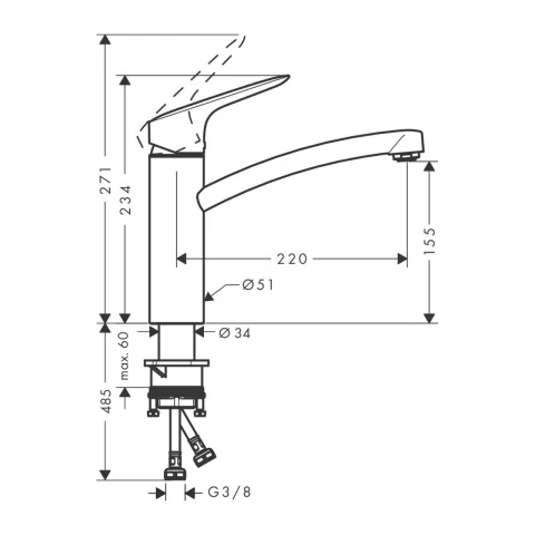 Baterie bucatarie Hansgrohe Logis 160 crom lucios monocomanda 