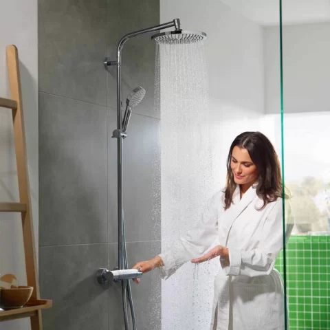 Sistem de dus Hansgrohe Crometta S cu baterie dus termostatata crom lucios