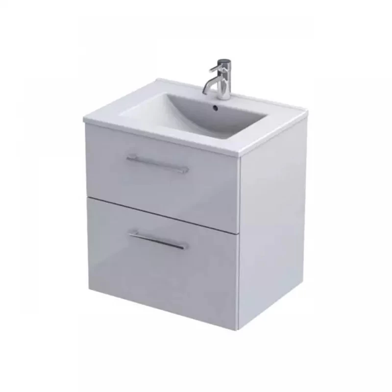 Baza lavoar suspendat Oristo Nova 59.8x45.5x62 cm cu 2 sertare alb finisaj lucios