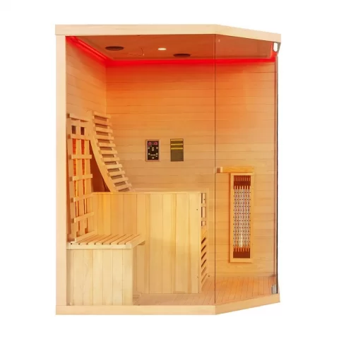 Sauna uscata Sanotechnik Carbon 3 cu 2 tipuri de rezistente pentru 2 persoane 150x150x195 cm