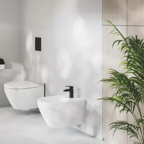 Baterie bideu Grohe Cubeo cu ventil pop-up negru mat