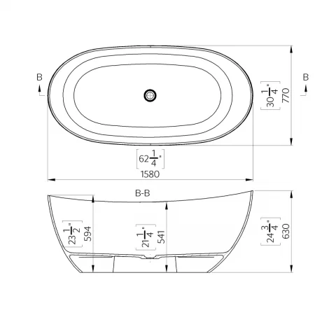 Cada freestanding Marmite Colmar 158x70 cm din compozit alb