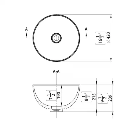 Lavoar pe blat Marmite Lima alb mat 42 cm