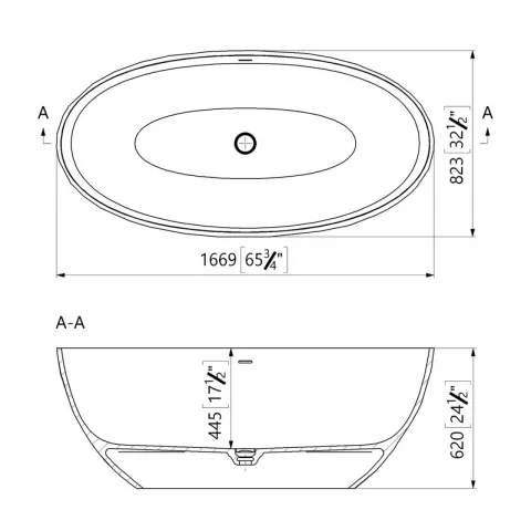 Cada freestanding Marmite Aruba 167x83 cm din compozit alb