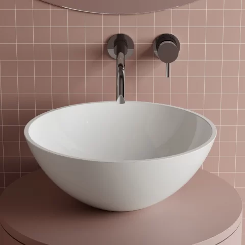 Lavoar pe blat Marmite Riga Low rotund 38 cm alb