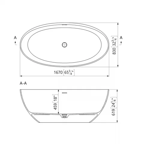 Cada freestanding Marmite Lima 167x83 cm din compozit alb