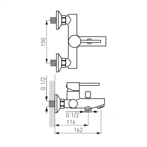 Baterie cada si dus FDesign Flusso auriu lucios monocomanda