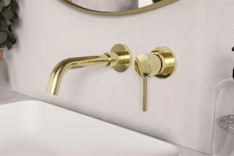Baterie lavoar incastrata FDesign Flusso auriu lucios monocomanda 