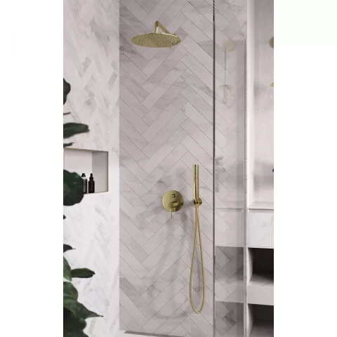 Baterie cada si dus incastrata FDesign Flusso auriu lucios monocomanda